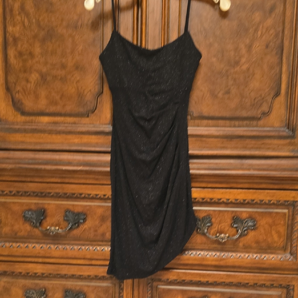 ShimmeryBlack Dress with Spaghetti Straps